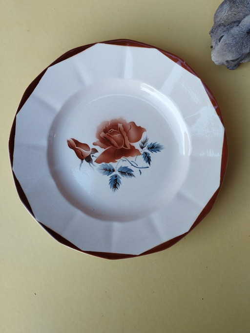 Digoin Sarreguemines - Art De La Table - Antiek servies - Pièce De Forme - Plat De Service - Très Grande Assiette - Décor De