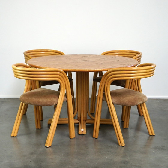 Image 1 of 4 x Vintage design bentwood eetkamerstoel en een eettafel 