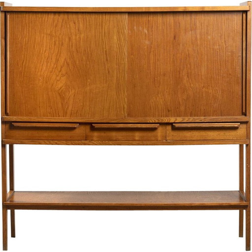 Vintage eiken dressoir met dubbele schuifdeuren, 1950
