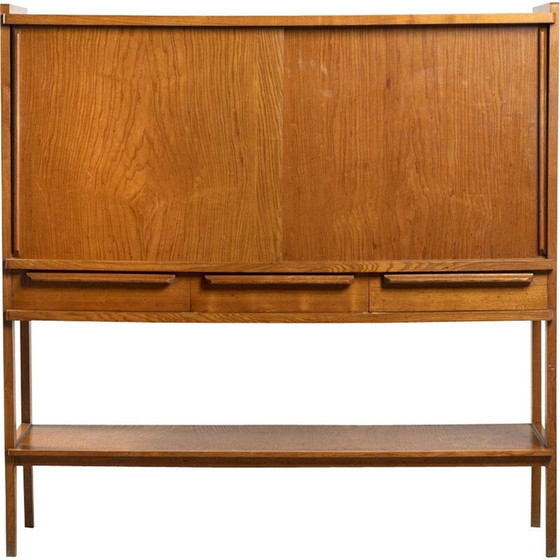 Image 1 of Vintage eiken dressoir met dubbele schuifdeuren, 1950