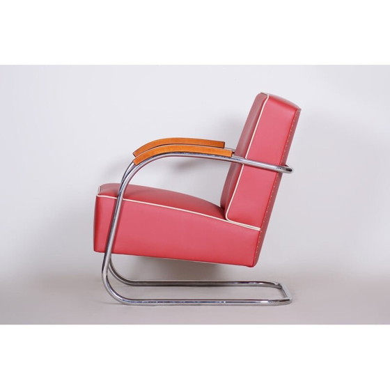 Image 1 of Vintage rood leren fauteuil van Mucke Melder, jaren 1930