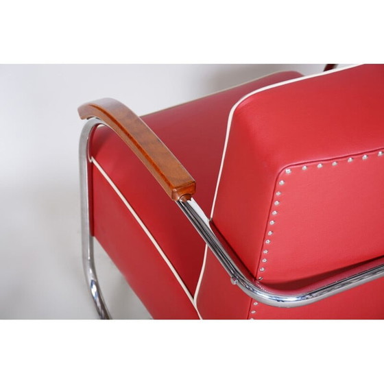 Image 1 of Vintage rood leren fauteuil van Mucke Melder, jaren 1930