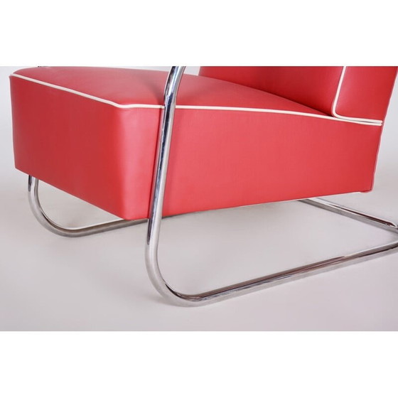 Image 1 of Vintage rood leren fauteuil van Mucke Melder, jaren 1930