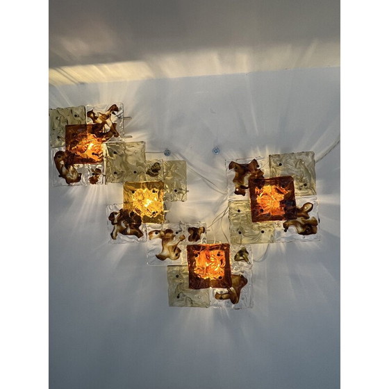 Image 1 of Set van 4 vintage metalen wandlampen van Toni Zuccheri voor Venini, Italië 1970