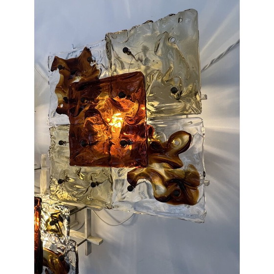 Image 1 of Set van 4 vintage metalen wandlampen van Toni Zuccheri voor Venini, Italië 1970