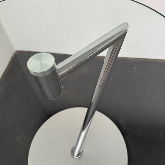 Image 1 of Bijzettafeltje Rond Glas Met Knikpoot