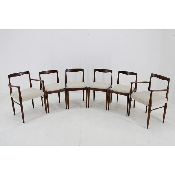 Image 1 of Set van 6 vintage eetkamerstoelen in boucle van Drevotvar Jablone, Tsjecho-Slowakije 1970