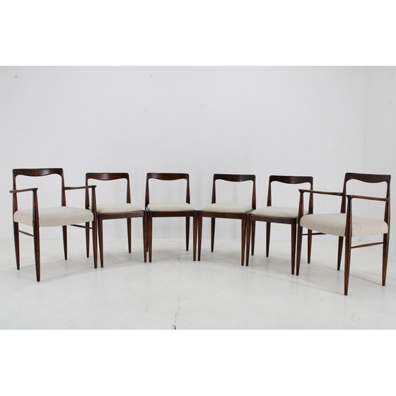 Image 1 of Set van 6 vintage eetkamerstoelen in boucle van Drevotvar Jablone, Tsjecho-Slowakije 1970