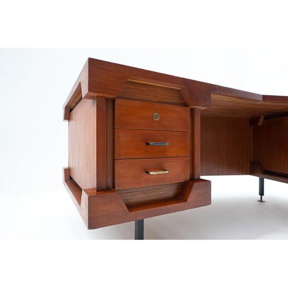 Image 1 of Italiaans bureau in teak uit de Mid Century, jaren 1960