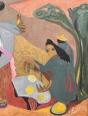 Jacqueline Hans Subliem en groot expressionistisch schilderij "Marchande De Tortilla" Gedateerd 1963