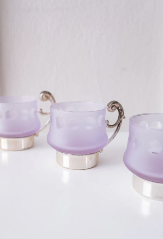 Image 1 of Vintage Italiaanse Lila Glazen - Set Van 4