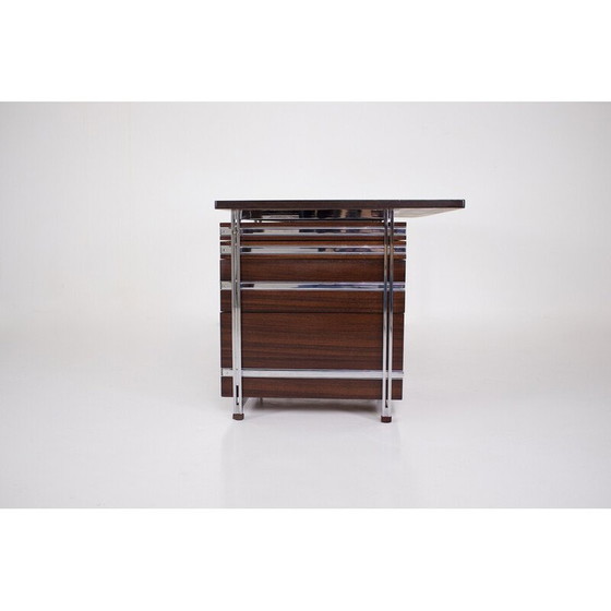 Image 1 of Vintage palissander en verchroomd stalen bureau van Jules Wabbes