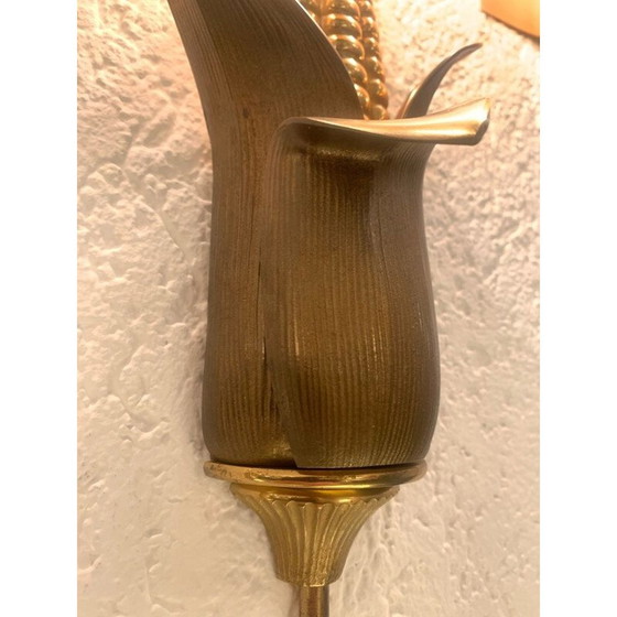 Image 1 of Paar vintage bronzen en messing wandlampen van Maison Charles, 1970