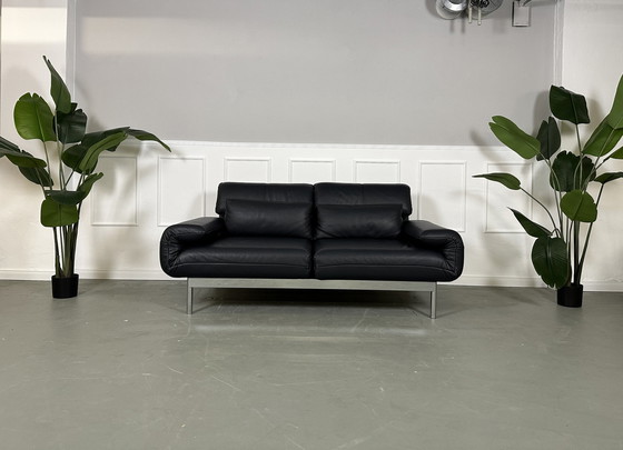 Image 1 of Rolf Benz Plura 380 Multifunctionele Sofa Leder Bank Blauw