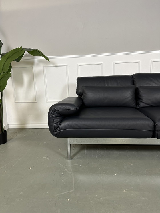 Image 1 of Rolf Benz Plura 380 Multifunctionele Sofa Leder Bank Blauw