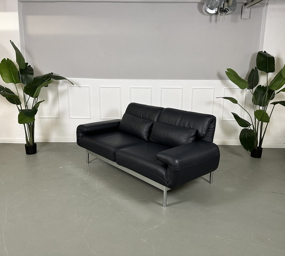 Image 1 of Rolf Benz Plura 380 Multifunctionele Sofa Leder Bank Blauw