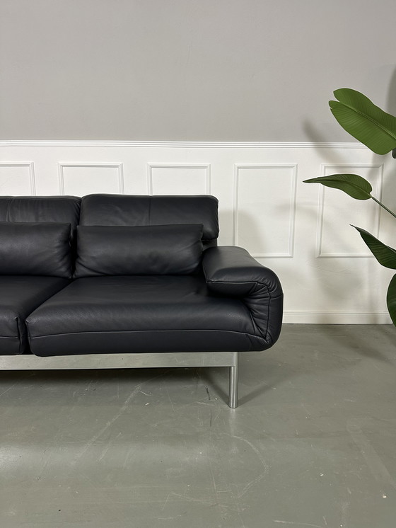 Image 1 of Rolf Benz Plura 380 Multifunctionele Sofa Leder Bank Blauw