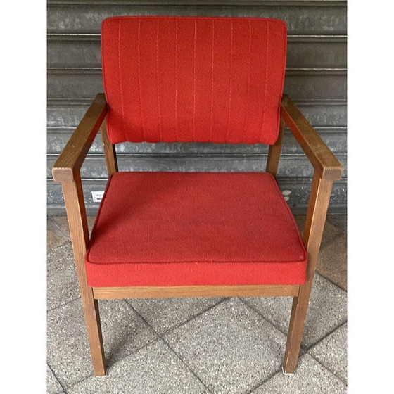 Image 1 of Vintage fauteuils in rozenhout en rode jersey