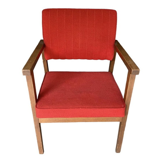 Image 1 of Vintage fauteuils in rozenhout en rode jersey