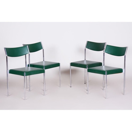 Image 1 of Set van 4 vintage stoelen van verchroomd staal, jaren 1950