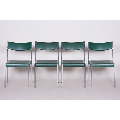 Set van 4 vintage stoelen van verchroomd staal, jaren 1950