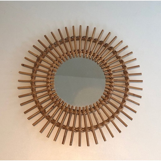 Vintage rotan spiegel, 1970