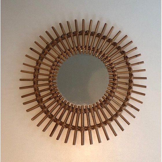 Image 1 of Vintage rotan spiegel, 1970