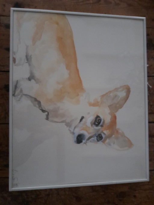 2 Schilderijen 40 *50 Cm Welsh Corgi