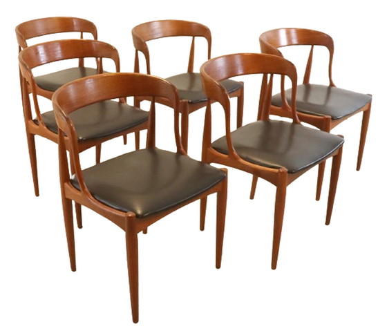 Image 1 of 6x Johannes Andersen voor Uldum stoelen eetkamerstoelen vintage