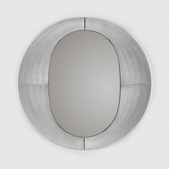 Image 1 of Mid-century aluminium wandspiegel van Lorenzo Burchiellaro, Italië 1970