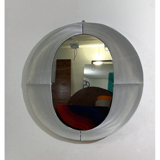 Mid-century aluminium wandspiegel van Lorenzo Burchiellaro, Italië 1970