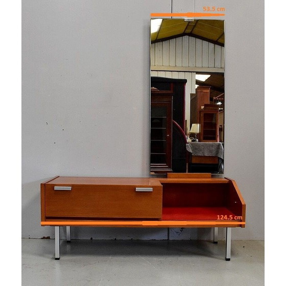 Image 1 of Vintage teakhouten kaptafel met grote spiegel, 1960-1970