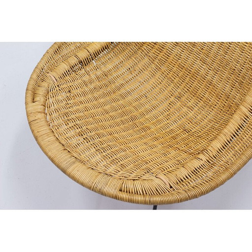 Vintage "Stora Kraal" rieten fauteuil door Kerstin Hörlin-Holmqvist voor Nordiska Kompaniet, Zweden 1950