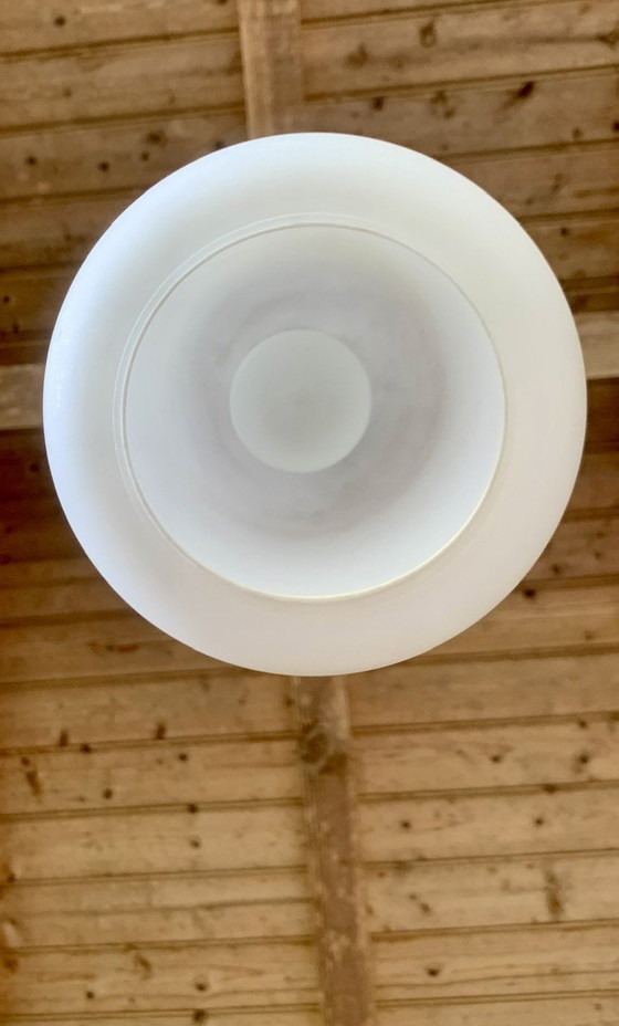 Image 1 of Scandinavische hanglamp van opaline en teakhout, jaren 1960