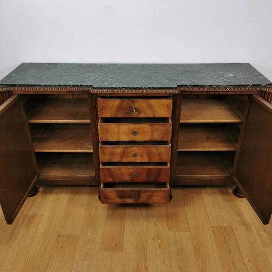 Image 1 of Vintage Art Deco Dressoir Wandkast Met Marmer Blad