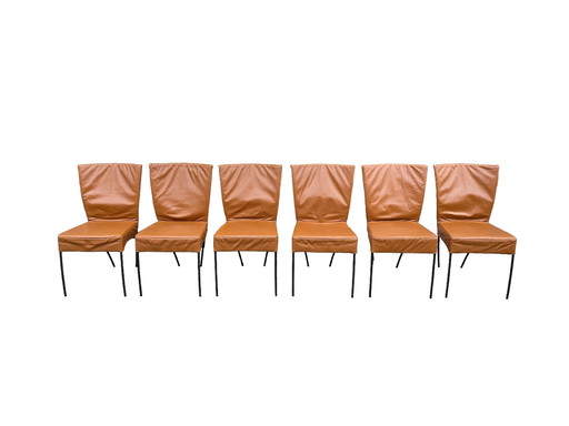 Set Van 6 Montis Spica Chairs Cognac