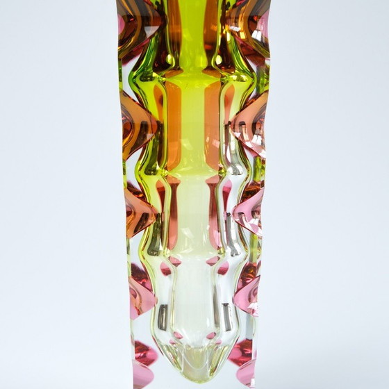 Image 1 of Vintage roze glazen vaas van Oldrich Lipsky voor Novy Bor Exbor, Tsjecho-Slowakije 1964