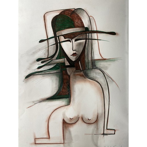 Image 1 of Vintage schilderij "Tokyo 99" van André Ferrand