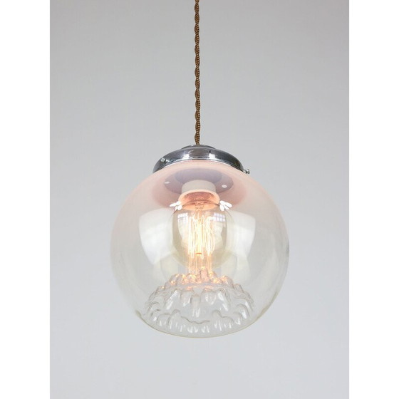 Image 1 of Vintage hanglamp van chroom en Murano glas, Italië