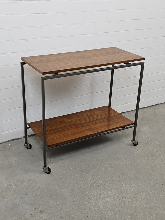 Image 1 of Vintage Mobiele Bijzettafel Trolley Teakfineer Stiemsma