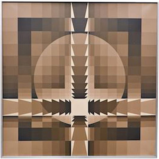 Image 1 of Olieverf op doek vintage "geometrische compositie" door Georges vaxelaire, 1977