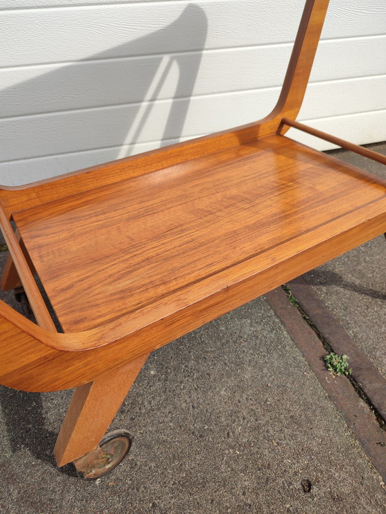 Image 1 of Vintage serveerwagen met keramiek bovenblad -  trolley - jaren 50