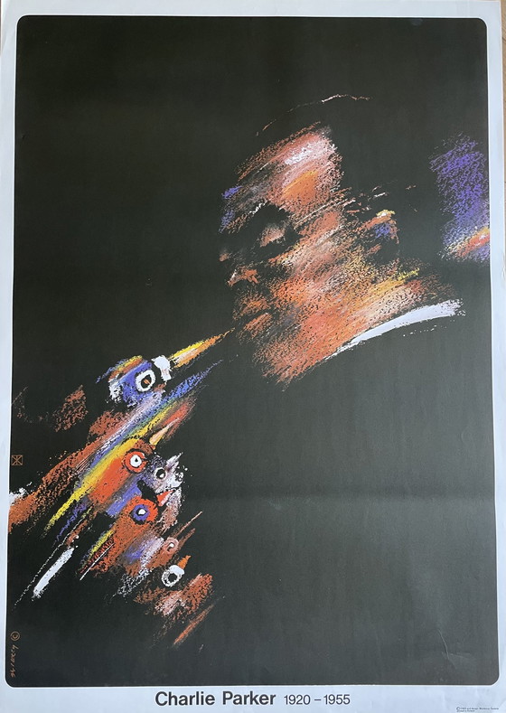 Image 1 of W. Swiezy (1931-2013), Charlie Parker 1920-1955. vintage poster gedrukt in 1985