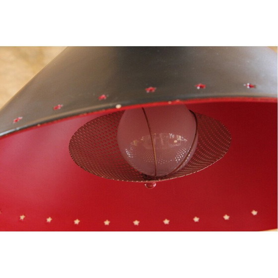 Image 1 of Vintage diabolo-wandlamp in zwart en rood gelakt metaal van Lunel, 1950
