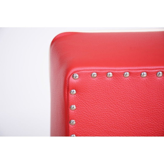 Image 1 of Vintage rood leren fauteuil van Mucke Melder, Tsjecho-Slowakije jaren 1930