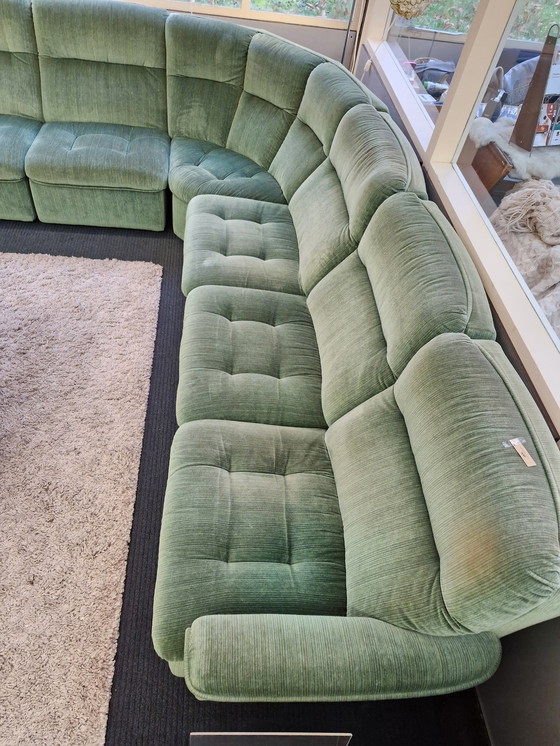 Image 1 of Vintage Modulaire Elementenbank 70S Velours Groen