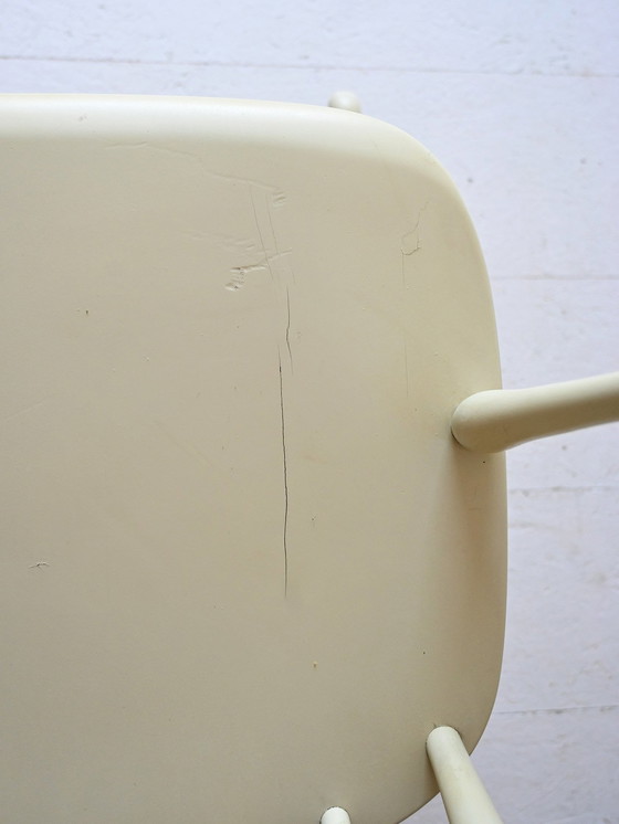 Image 1 of Witte Scandinavische Shabby Chic Schommelstoel - Vintage Houten Scandinavisch Ontwerp