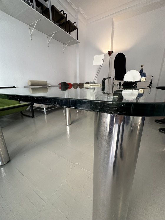 Image 1 of Originele zeldzame Marcuso glazen eettafel door Marco Zanuso voor Zanotta, Italië, 1969