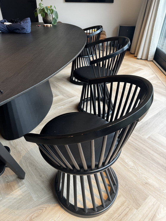 Image 1 of 6X Tom Dixon Fan Chair - Zwart