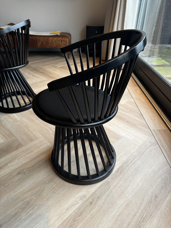 Image 1 of 6X Tom Dixon Fan Chair - Zwart